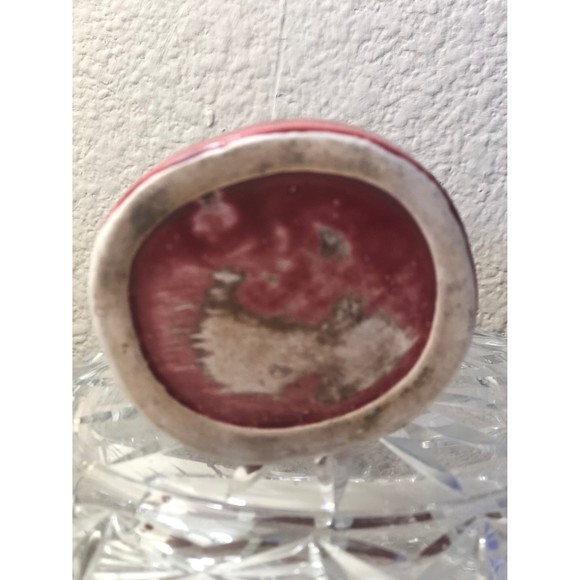 Vintage 4 Inch Burgundy Bud Vase with Baby Lamb - Picture 8 of 10